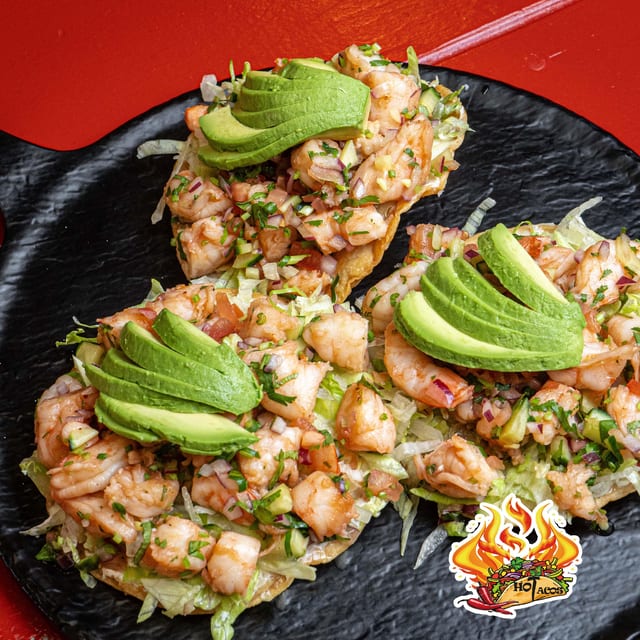Tostadas de Camarón (3) | 3 Shrimp Tostadas.