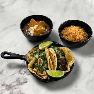 2 Tacos + Arroz y Frijoles | 2 Tacos + Rice and Beans